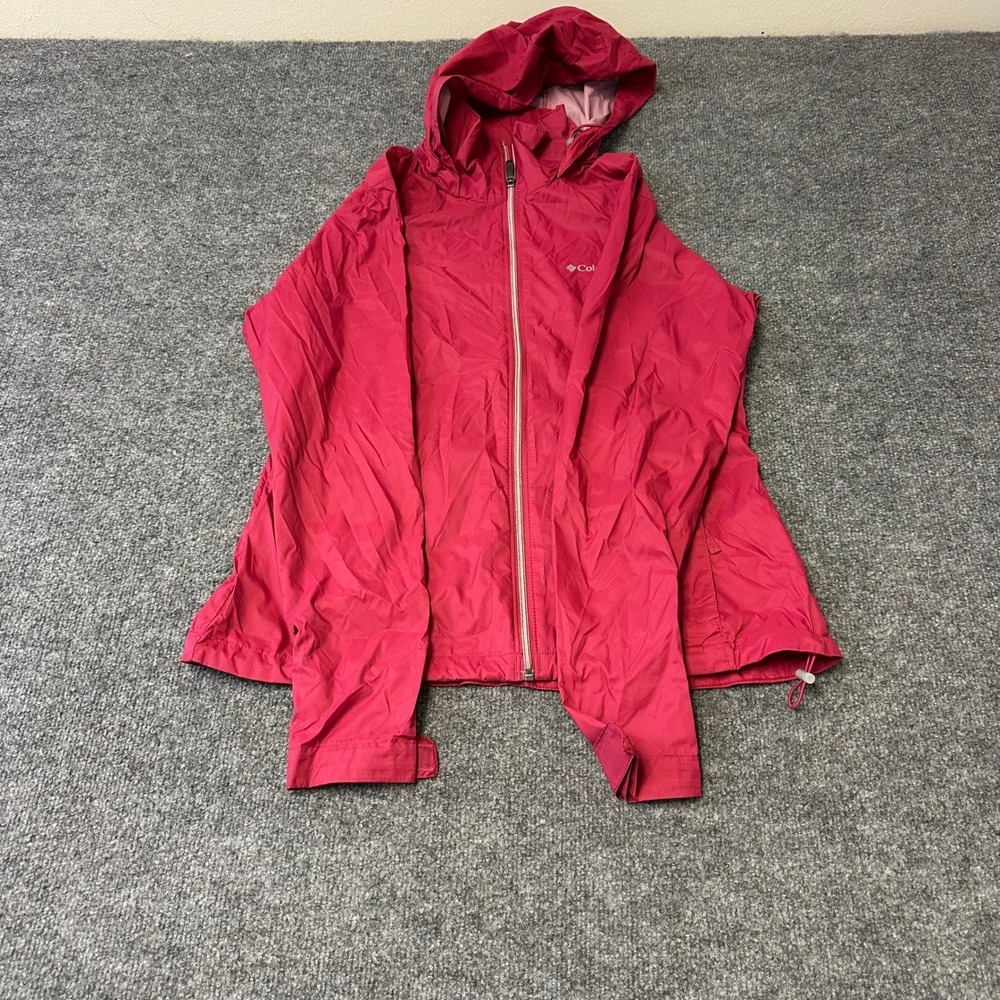 Columbia Jacket Womens Size M Pink Full Zip Hooded Lightweight Windbreaker